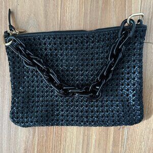 Clare V Black Rattan Flat Clutch w/ Tabs